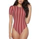 thumbnail image 1 of Balery Stripes Red White Body de cuello redondo de manga corta para mujer Tops de manga corta Tops básicos-Large, 1 of 7