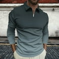 thumbnail image 1 of Blusa y camisa de manga larga con cuello vuelto para hombre, jersey con cremallera, color liso, solapa, blusa de manga larga con cuello vuelto, blusa para hombre, blusa de poliéster, 1 of 5