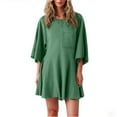 thumbnail image 2 of Timegard Rompers for Women Casual 3/4 Sleeve Round Neck Back Cutout Comfy Short Jumpsuits Summer Fashion, 2 of 6