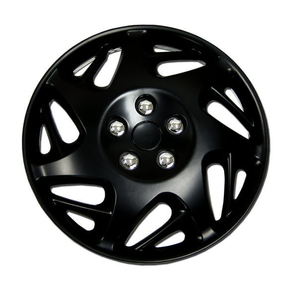 TuningPros WSC-007BB15 Set of 4 Matte Black Hubcaps 15" - Hub Caps Wheel Skin Cover 15 inches 4 Pcs Set