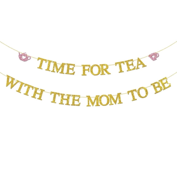 Tea With Mom To Be Baby Shower Banner - Tea Theme Decorations, Afternoon Tea Baby Shower Pregnancy Announcement Gender Reveal Party Decorations Supplies