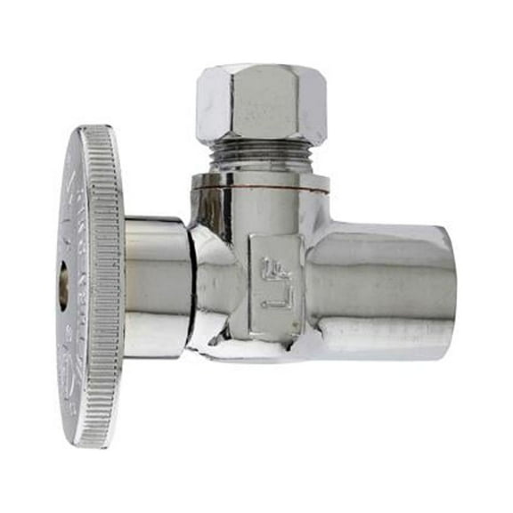 Master Plumber MP2780PCLF Angle Supply Stop Valve, 1/4 Turn, Chrome, 1/2-In. Copper Sweat x 3/8-In. O.D. Co - Quantity 6