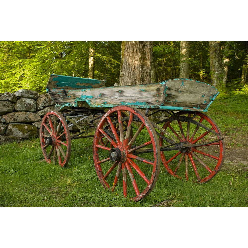 Canvas Print Cart Wheels Cart Old Wood Wheel Flaking Paint Stretched