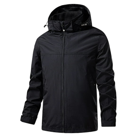 Rain Jackets for Men Waterproof Lightly Casual Solid Fashion Raincoat Packable Hooded Trendy Shell Jacket Soft Warm Windbreaker for Hiking Outdoor Sports