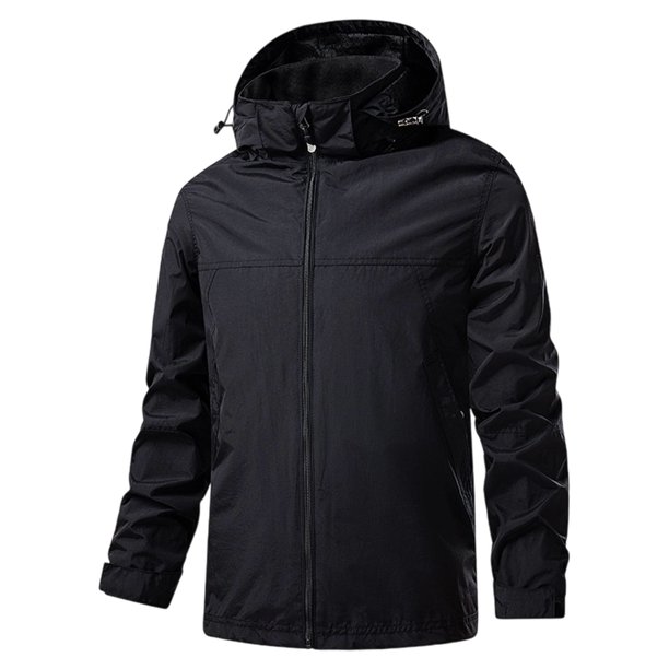 Ceisia Relaxed Fit Men's Fleece-Lined Hooded Windproof Waterproof Jacket Gift