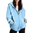 thumbnail image 6 of JGGSPWM Womens Zip Up Hoodies Solid Color Casual Long Sleeve Zipper Sweatshirts Fall Winter Comfy Track Jackets with Pockets Blue M, 6 of 9