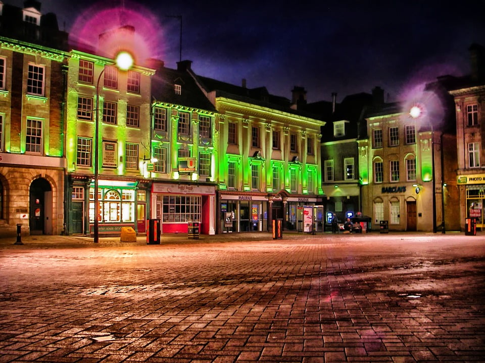 Night Hdr England Market Square Town Northampton20 Inch By 30 Inch