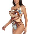 thumbnail image 5 of Daiia Dinosaur Baking Delight Women's One Piece Swimsuits Personalized One Shoulder Swimwear Asymmetric Ruffle Bathing Suits-Large, 5 of 8