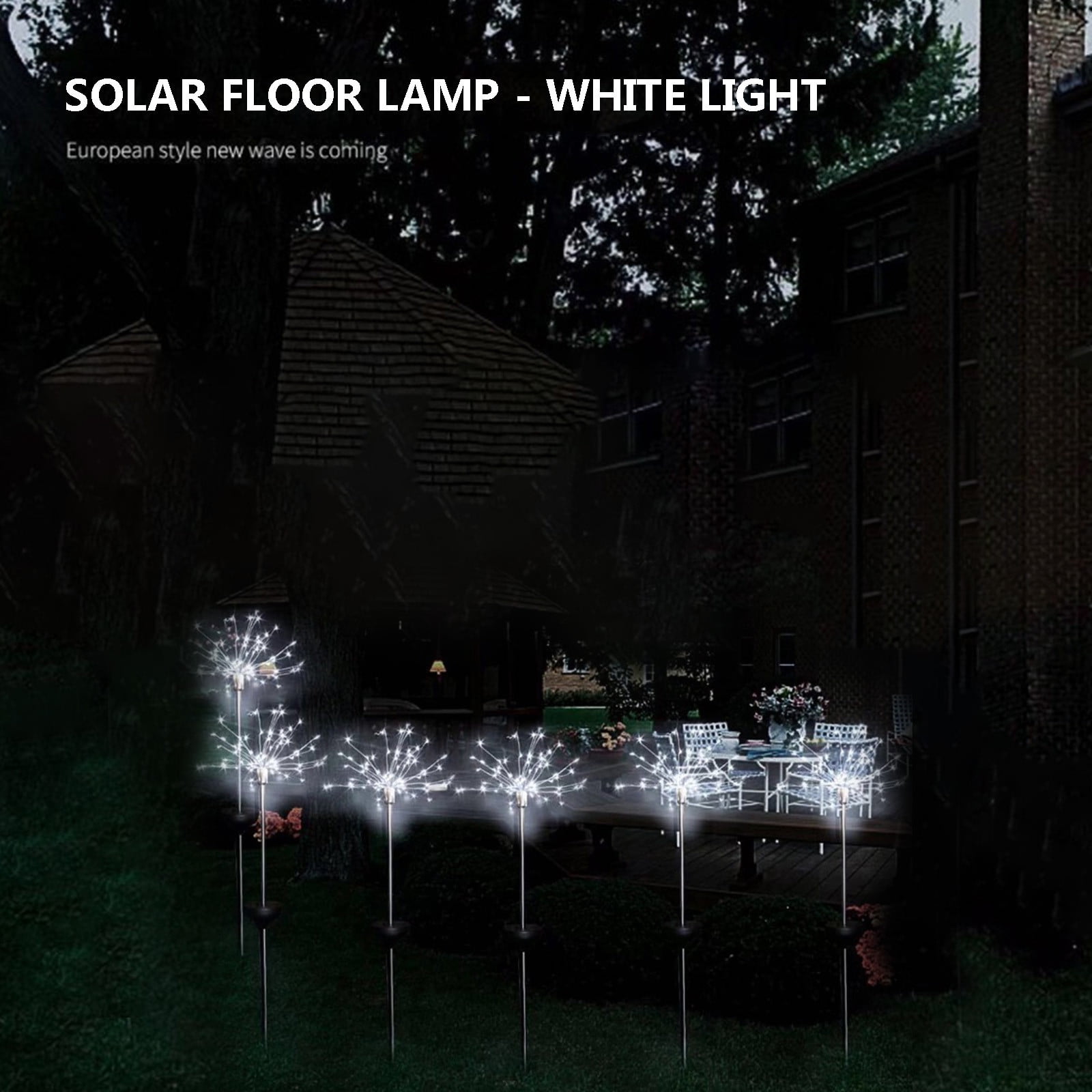 Lingouzi Outdoor Solar Garden Lights, Pack Copper Wire Waterproof Solar Garden Fireworks Lamp, 8 Modes Decorative Sparkles Stake Landscape Light For Garden Pathway Lawn Decor