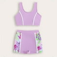 thumbnail image 3 of GYRATEDREAM Girls' Tankini Sets Kids Two Piece Dance Sports Bra Crop Top with Shorts Gymmnastics Active Swimming Tankini Swimsuit Outfit Set for 8-12Y, 3 of 7