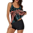 thumbnail image 5 of Women Tankinis Set Padded Push Up Gradient Color Flounce Floral Printed Top with Boyshorts 2 Pieces Athletic Sporty Swimsuit, 5 of 10