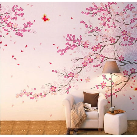 misshow pink cherry blossom wall decal flower wall sticker for