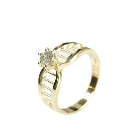 HeartsAndYou 6 Prong Solitaire Engagement Ring for Women 0.5ct Round Cut Moissanite 18k Yellow Gold Over Silver