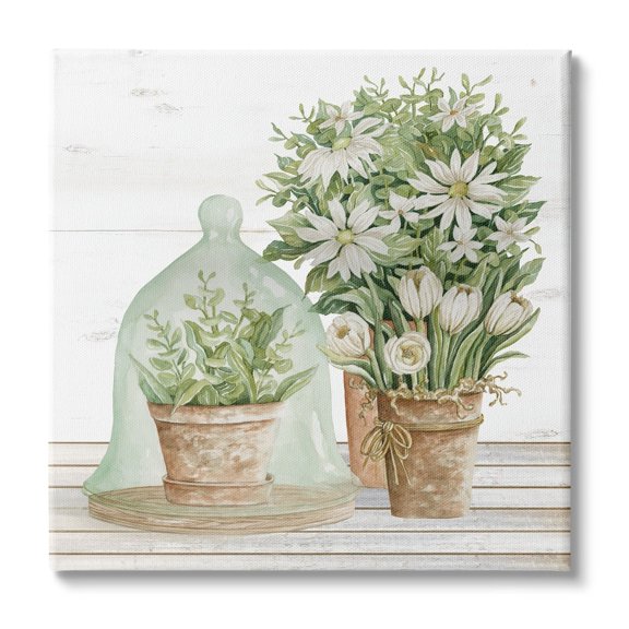 Stupell Industries Traditional Country Floral Tabletop Still Life Plant Cloche, 17 x 17, Design by Cindy Jacobs