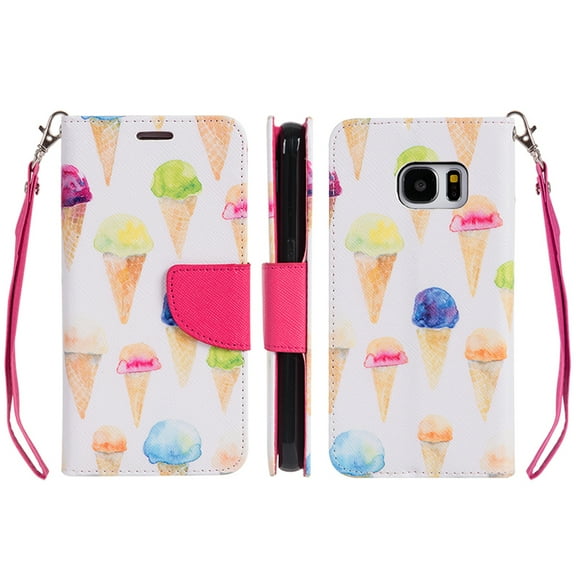 SumacLife Cute Playful Ice Cream Design Wallet Case for Samsung Galaxy S7 (Perfect Fit)