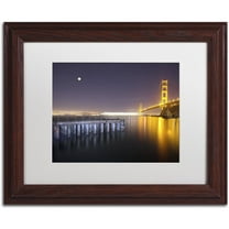 Trademark Fine Art "Golden Gate Pier and Stars" Canvas Art by Moises Levy White Matte, Wood Frame