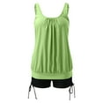 thumbnail image 3 of 2 Piece Swimsuit for Women Solid Color Stylish Ruffle Tankini Tops with Boyshorts Green Women Bathing Suits S, 3 of 6