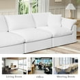 thumbnail image 4 of Indecor Home Modern Linen Blend Fabric Cloud Sectional Sofa Ottoman for Living Room White, 4 of 8