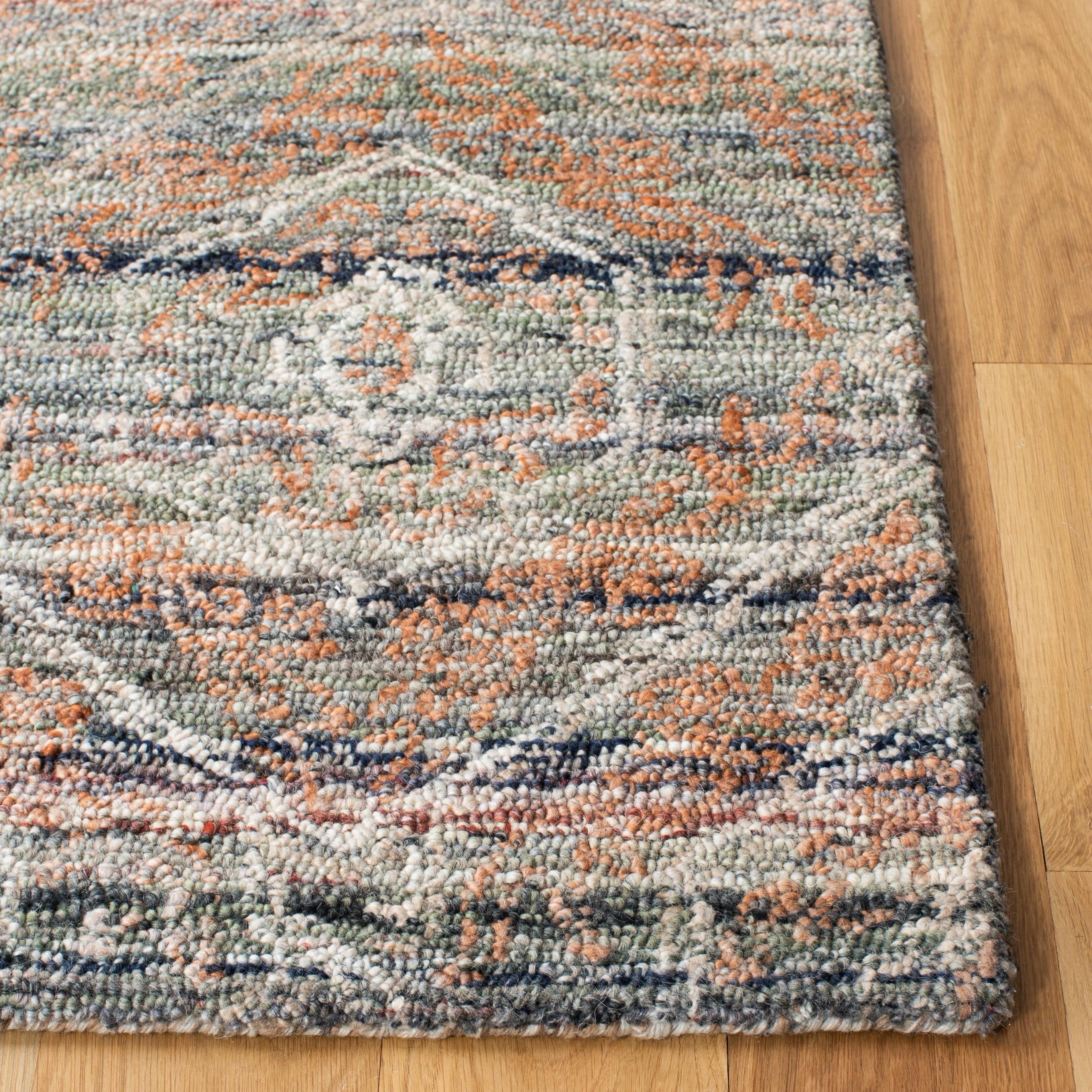 SAFAVIEH Marquee Esmond Geometric Runner Rug, Grey/Rust, 2'6" x 8'