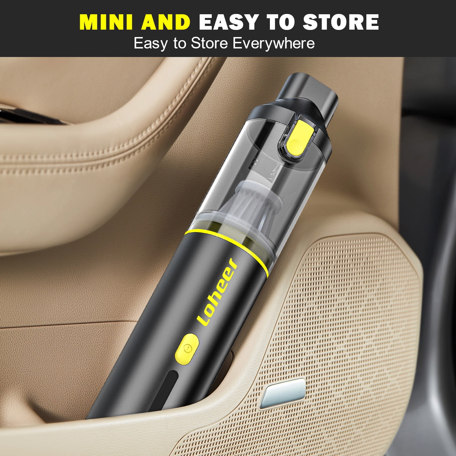 Loheer Handheld Vacuum Cordless, Portable Car Vacuum Cleaner, 16KPA Powerful Suction for Car Home Pet