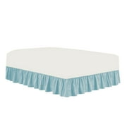 The Great American Store Premium 1800 Series Brushed Microfiber Easy Fit Gathered Style Ruffled Bed Skirt - 18 Inch Drop Length (Short Queen Size, Solid Baby Blue) - Covers Bed Legs & Frame