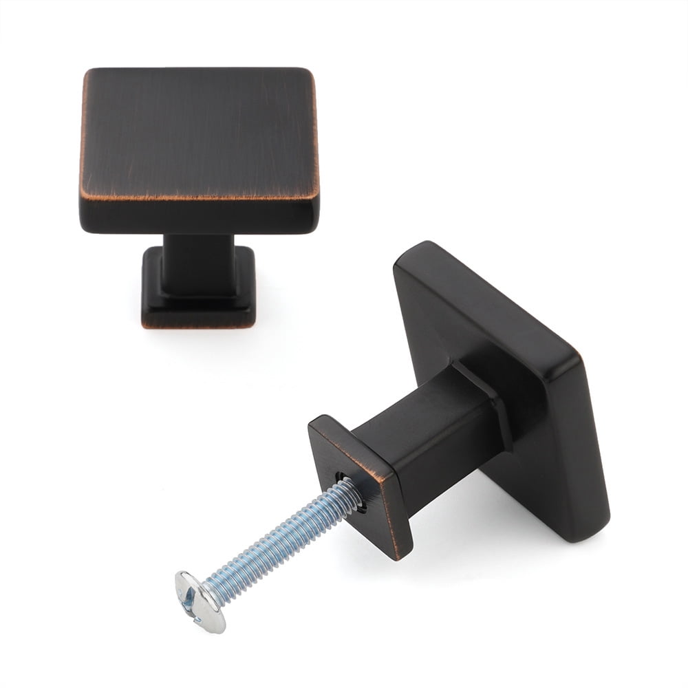 KOOFIZO 10 Pack Oil Rubbed Bronze Cabinet Knobs Bronze Drawer Knobs K08 Square Single Hole Cabinet Pulls for Cabinets Drawer Dresser Cupboard Bedroom Closet Bathroom Vanity