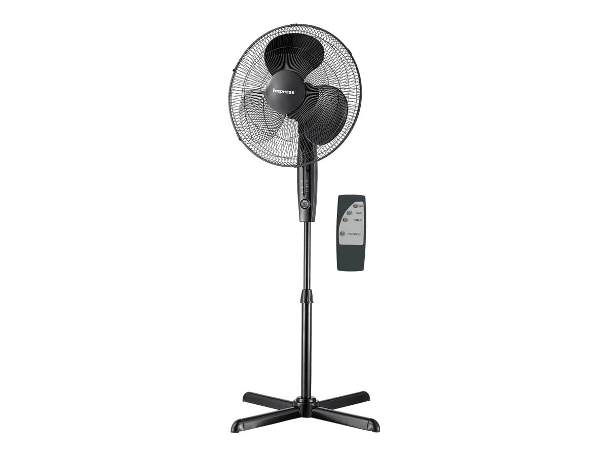 Impress 16 inch Pedestal Fan with Remote Control and Timer Black