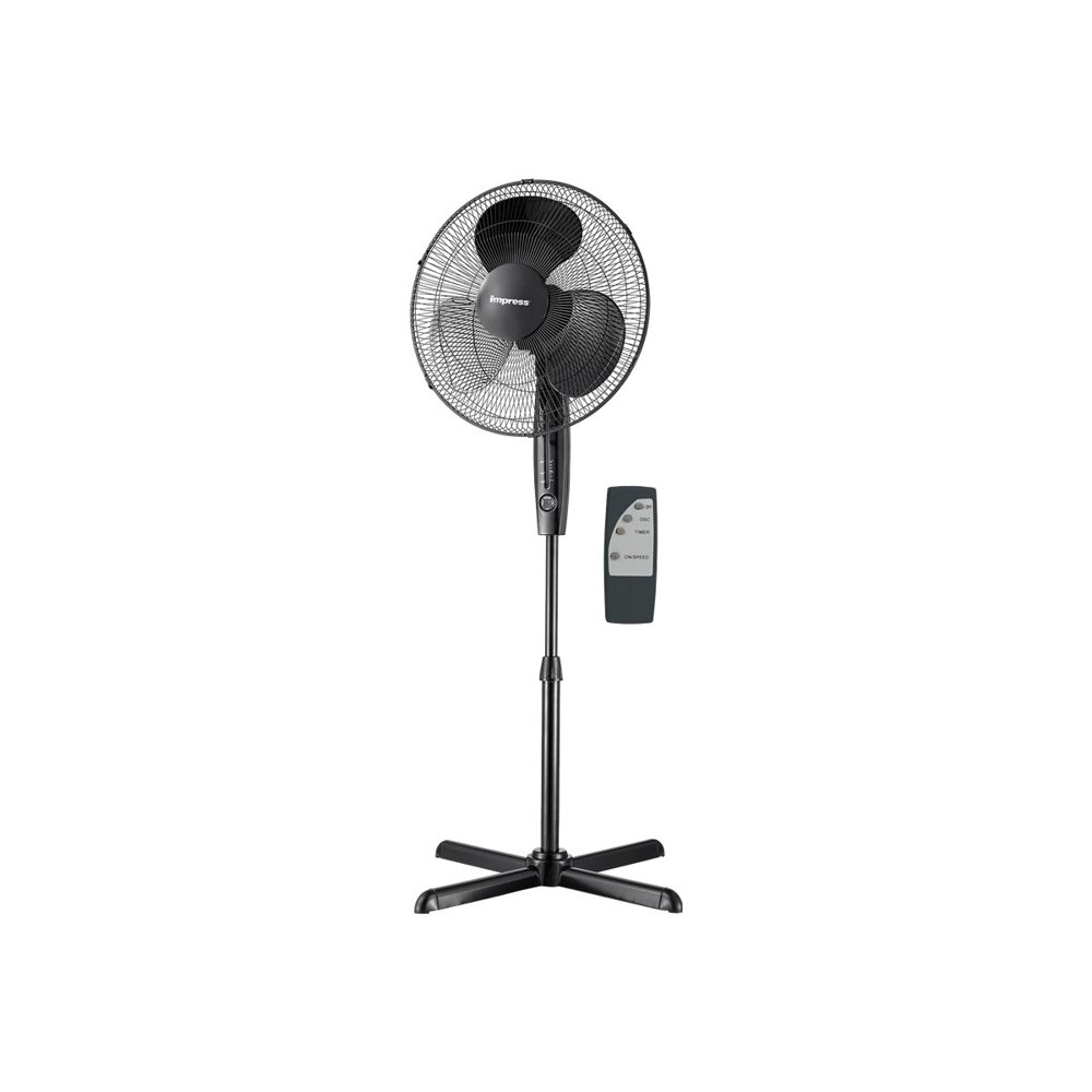 Impress 16 inch Pedestal Fan with Remote Control and Timer Black