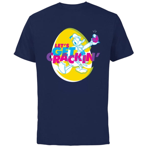 Disney Donald Duck Easter Let’s Get Crackin’ Spring Holiday - Short Sleeve Cotton T-Shirt for Adults - Customized-Navy
