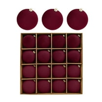 Meggemo Flocked Foam Christmas Ball Hanging Ornaments 2.36 Inch 16 Pcs Burgundy Xmas Baubles For Christmas Tree Decor