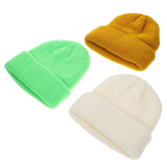 OUNONA 3Pcs Winter Knitted Cap Unisex Hat Soft Warm Hat for Everyday Use in Multiple Colors