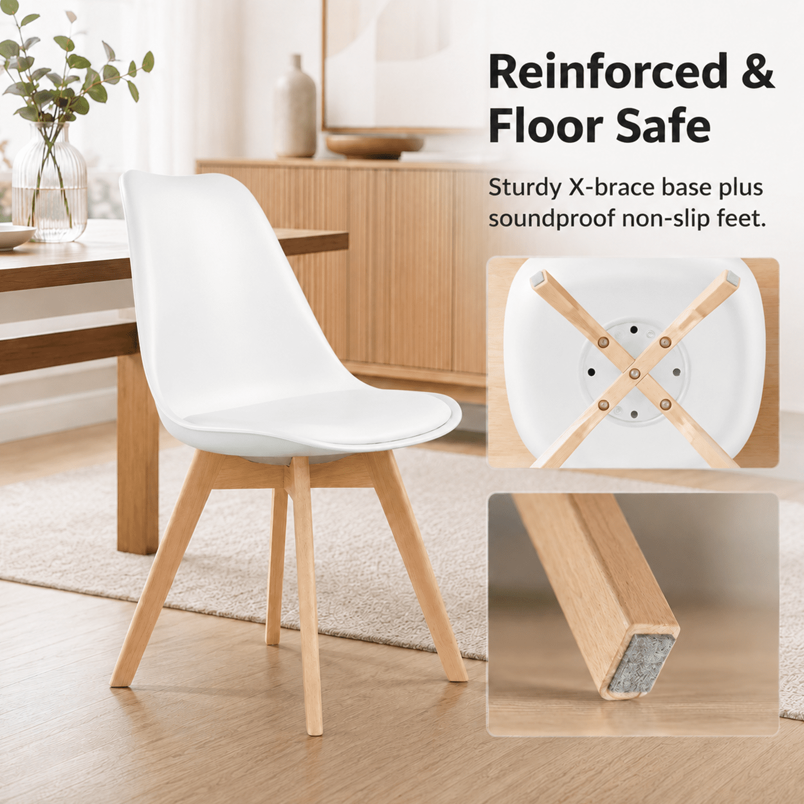 Alvantor Dining Chairs Set of 4 PU Leather, Modern Kitchen Table Chairs with Wooden Legs and Soft Padded Seat for Kitchen/Living Room/Restaurant