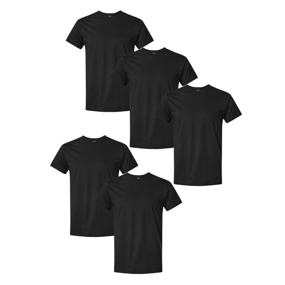 Hanes Essential-T Men's Cotton T-Shirt, 5 Pack Black Tee, Short Sleeve Crew Neck, Classic Fit – S