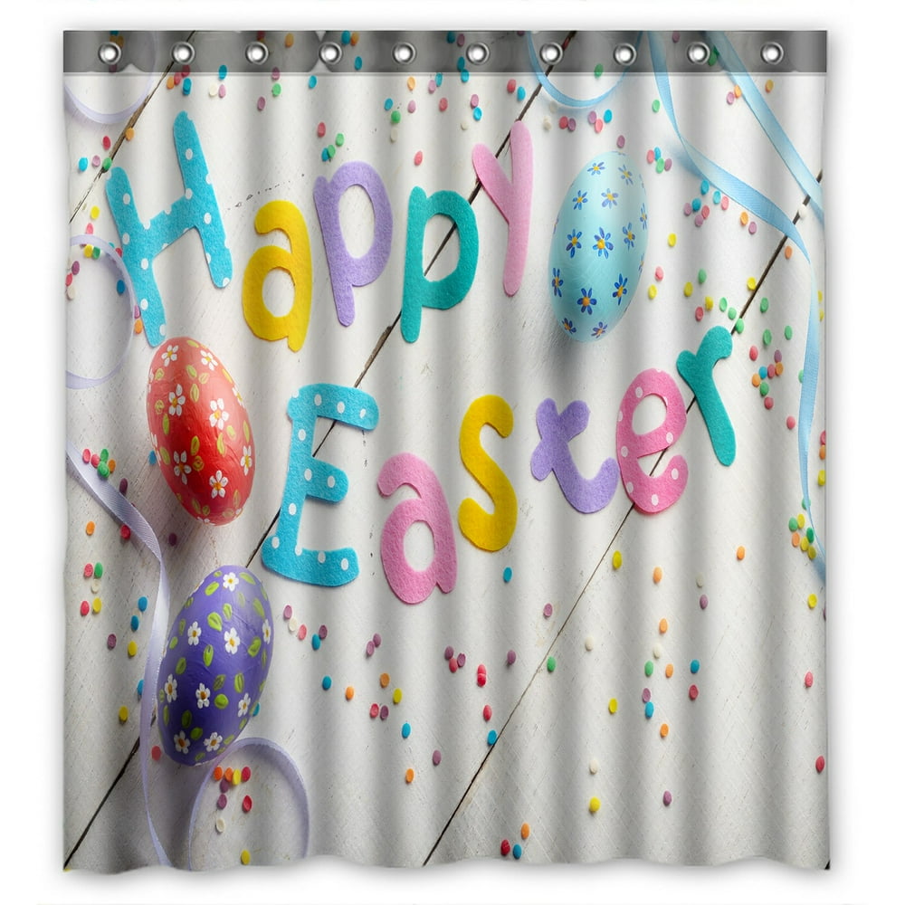 ABPHQTO Happy Easter Waterproof Polyester Shower Curtain and Hooks For