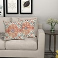 thumbnail image 4 of Orange Blue Ethnic Boho Pillow Covers 16X16 In Bohemian Carpet Vintage Rust Coral Floral Decorative Couch Pillow Cases with Zipper Set of 2 Home Decor for Living Room Bedroom Bed Cushion Outdoor, 4 of 6