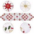 thumbnail image 3 of Camino de mesa bordado navideño, Poinsettia navideña, hoja de acebo, manteles tejidos a mano calados para decoraciones navideñas （38 * 176 CM）, 3 of 4