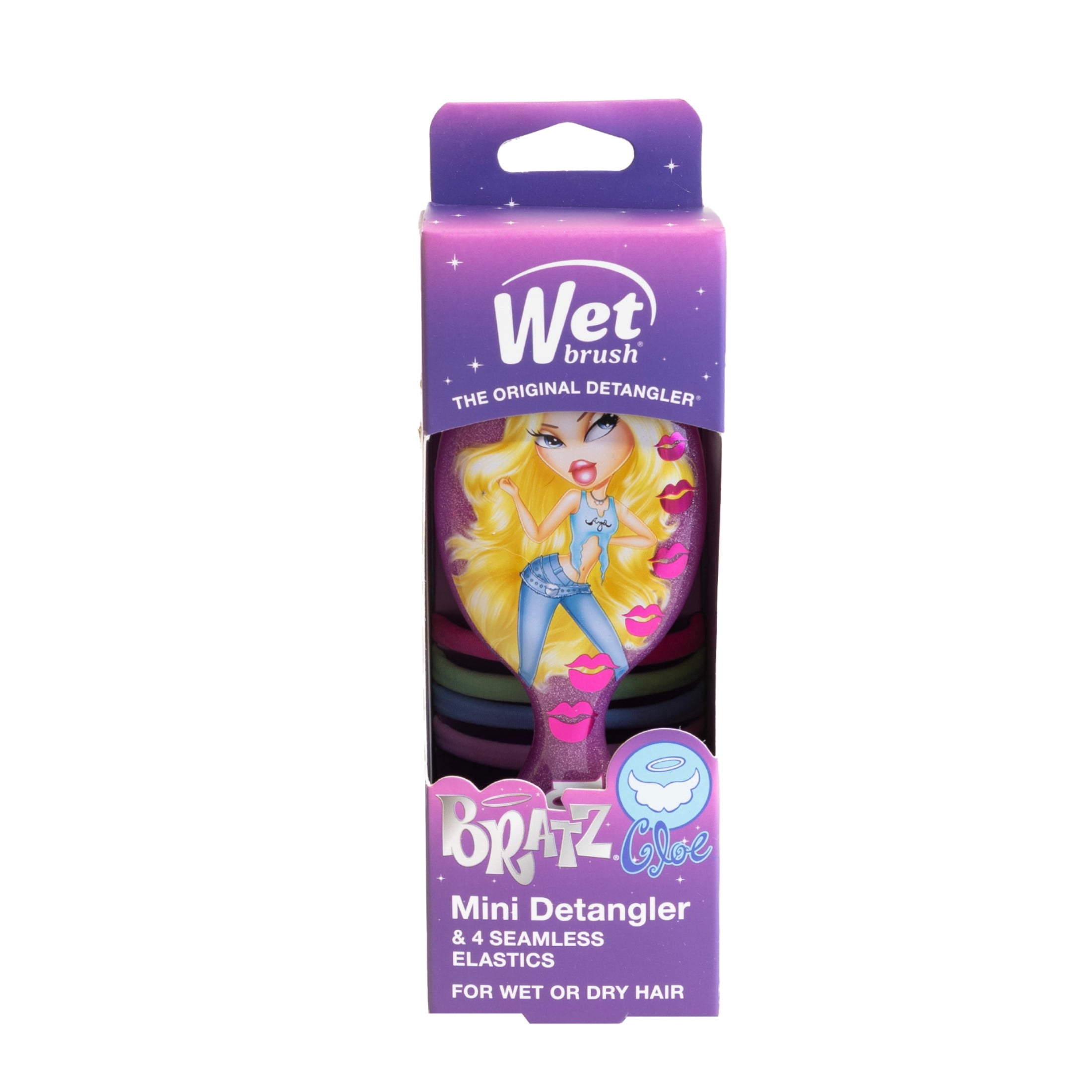 Wet Brush Bratz Cloe Mini Detangler Hairbrush with 4 Bonus Seamless Elastics