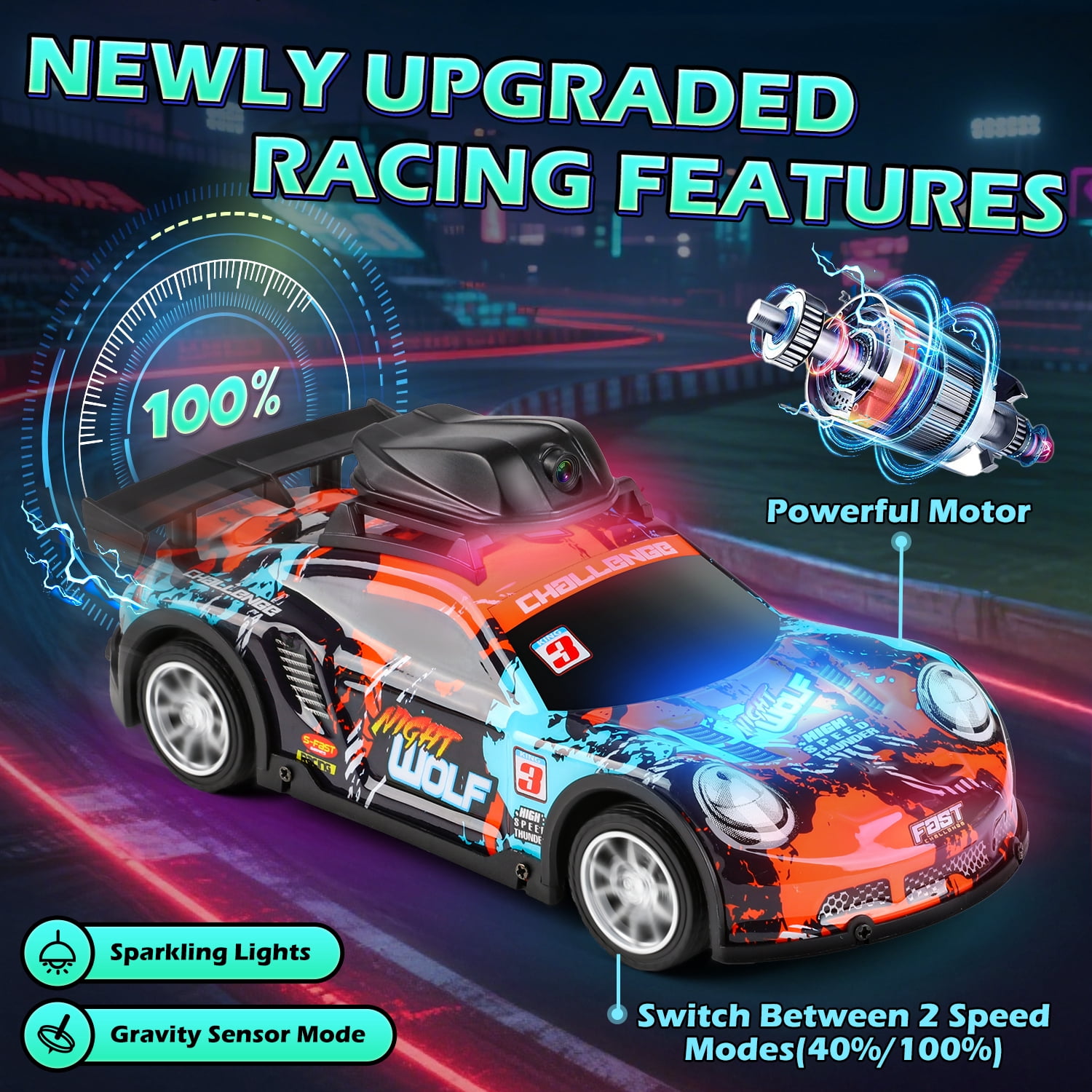 Huge Wave Remote Control Car for Boys, 2.4GHz High Speed RC Car with HD Camera, with 2 Batteries for Kids Birthday Christmas Toys Gift 6-12 Years Old