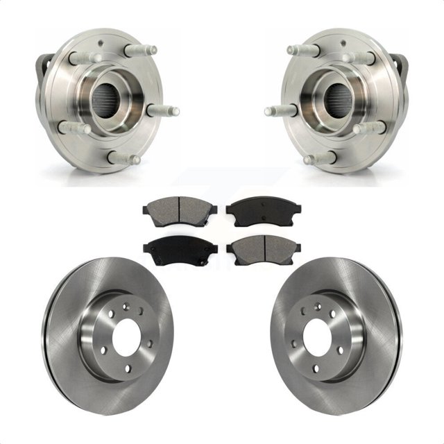 Transit Auto Front Hub Bearing Assembly Disc Brake Rotors and Semi-Metallic Pads Kit for Car Cadillac ATS with 300mm Diameter Rotor KBB-105785