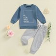 thumbnail image 2 of HCNTES Toddler Boy Winter Clothes Toddler Kids Baby Boy Fall Outfits 1T 2T 3T Letter Print Long Sleeve Tops Pants Winter Clothes Sets Baby Winter Clothes, 2 of 4