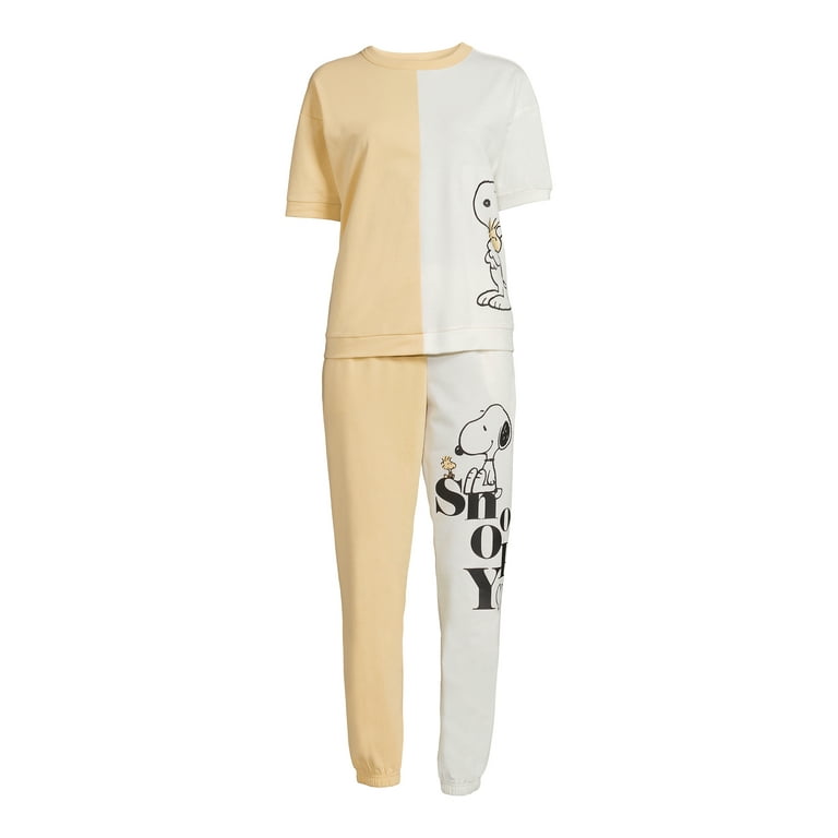 Peanuts Women s and Women s Plus Snoopy T Shirt and Joggers Sleep