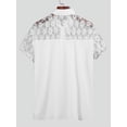 thumbnail image 4 of INCERUN Men's Summer Lace See-thru Short Sleeve Dress Shirts Hollow-out Patchwork Tee Tops, 4 of 9
