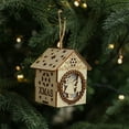 thumbnail image 2 of chaungfeng LED Mini Wooden House Ornament, Christmas Tree Hanging Decoration with Lights, for Holiday Display, Scene Arrangement, 2.8x2x3.15 Inches, 2 of 6