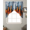 thumbnail image 2 of Blue Burnt Orange Swag Valances for Windows, Modern Oil Painting Geometric Abstract Rod Pocket Sheer Valances for Windows, Swag Toppers Light Filtering for Kitchen Living Room 2 Panels 28''x36'', 2 of 6