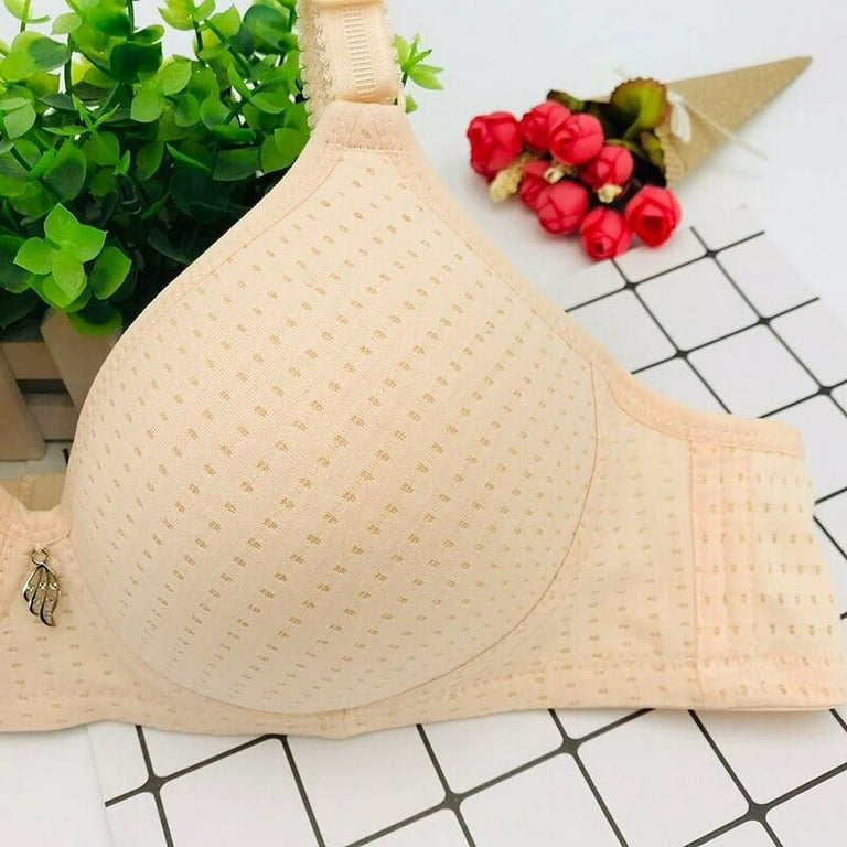 Women's Plus Size Cotton Bra Widened Shoulder Straps Female Comfort Breast  Cover Brasieres Wire Free Bra 