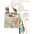 thumbnail image 5 of Teal Red Coastal Suqare Tablecloth - 54 x 54 Inch, Nautical Seahorse Beach Coral Starfish Beige Waterproof & StainResistant Tablecloth, Washable Oil-proof Table Cover for Dining/Party/Wedding/Buffet, 5 of 9