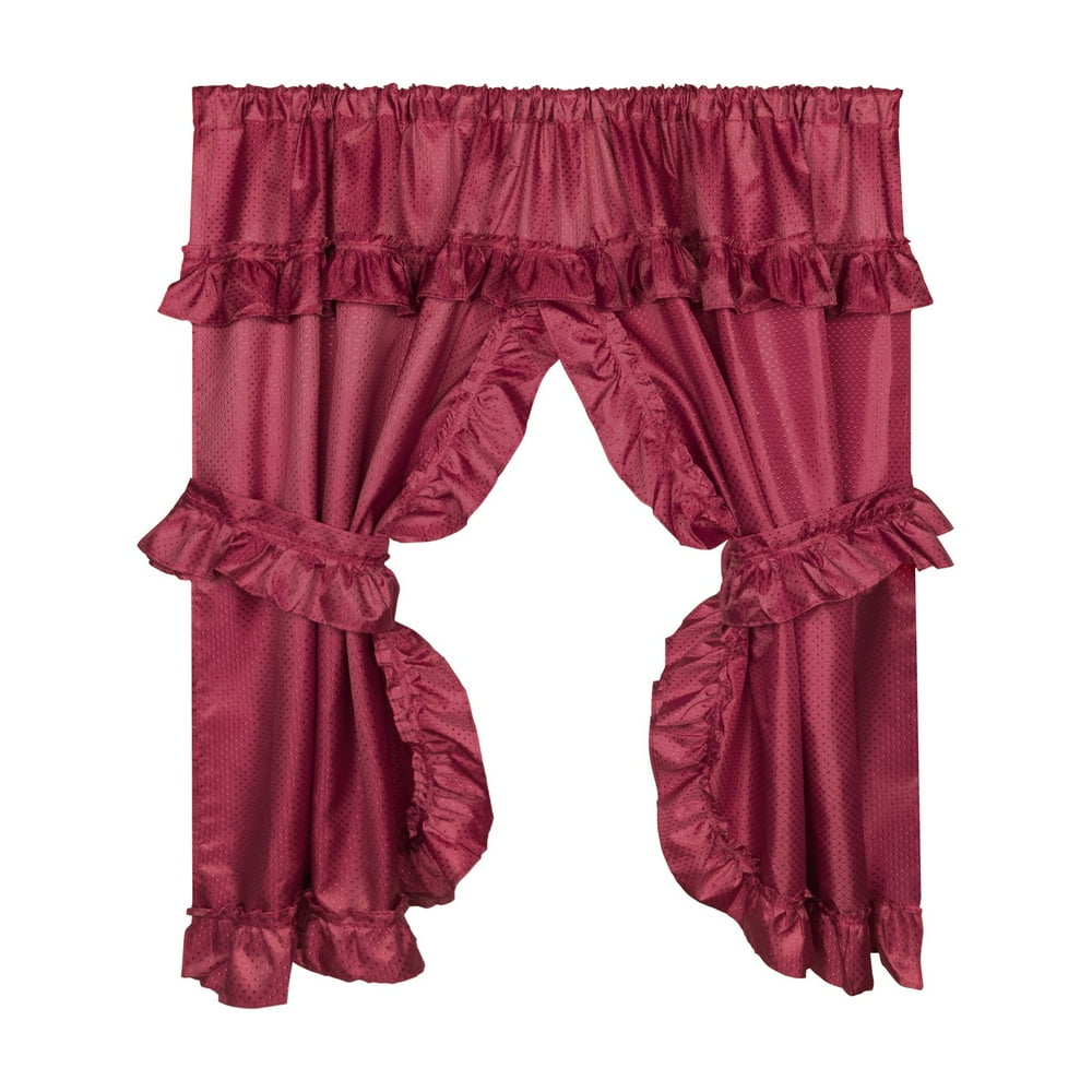 "Lauren" Window Curtain with Ruffled Valance, Burgundy