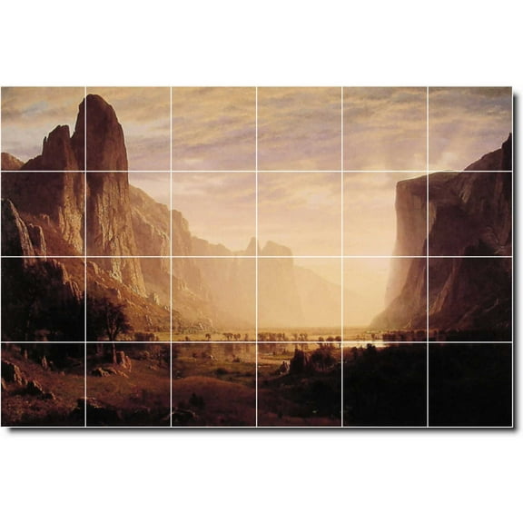 Ceramic Tile Mural-Albert Bierstadt Landscapes Painting 47. 25.5" w x 17" h using (24) 4.25 x 4.25 ceramic tiles