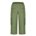 thumbnail image 4 of Women's Wide Leg Pants Cargo Capris Summer Casual Drawstring Capris With Pockets Wide Leg Cropped Outdoor Hiking Stretch Dress Casual Flowy Palazzo Pants Women, 4 of 4
