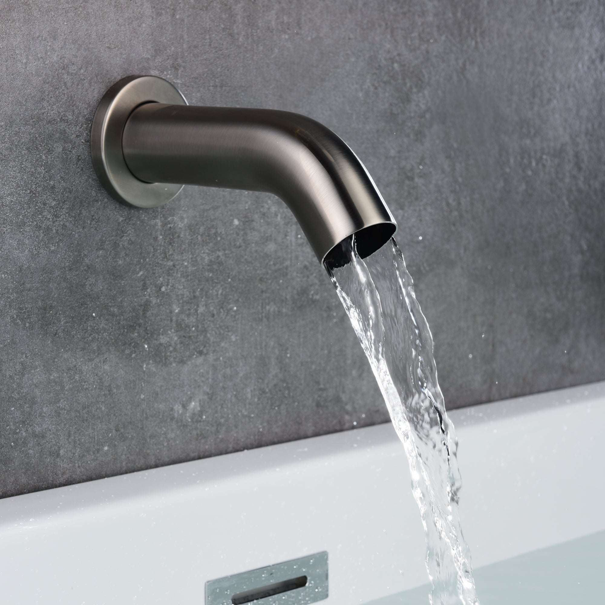 3 Handle Wall Mount Tub Faucet with Sprayer,Waterfall Bathtub Faucet Brushed Nickel
